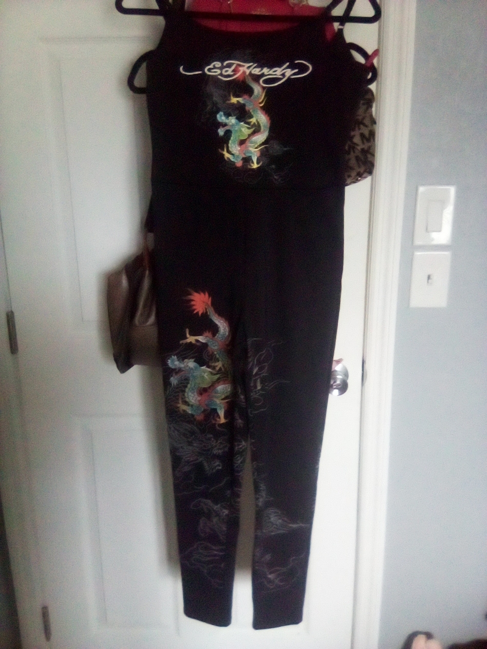 Vintage Ed Hardy Y2k Black Dragon Graphic Jumpsuit